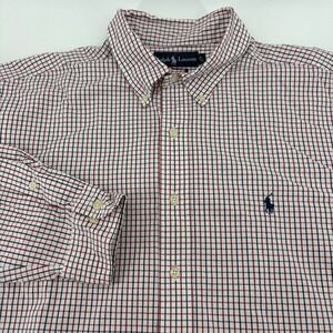 Ralph Lauren‎ Mens 17.5 34/35 Classic Fit Tattersall Check Shirt Red Blue